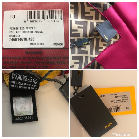 Fendi Foulard Cornice Zucca Silk Scarf - NWT - Picture 7 of 8